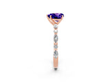 Rose gold Fancy White Heart Cut Tanzanite Solitaire with Side Stones on a Pavé Band and Four-Prong Setting_2