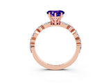 Rose gold Fancy White Heart Cut Tanzanite Solitaire with Side Stones on a Pavé Band and Four-Prong Setting_3