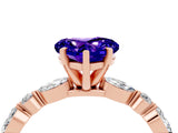Rose gold Fancy White Heart Cut Tanzanite Solitaire with Side Stones on a Pavé Band and Four-Prong Setting_4