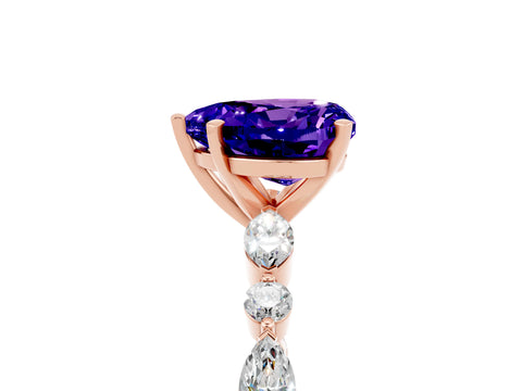 Rose gold Fancy White Heart Cut Tanzanite Solitaire with Side Stones on a Pavé Band and Four-Prong Setting_5