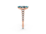 Rose gold Fancy White Marquise Cut Blue Topaz Solitaire Ring with Cathedral Setting and Pavé Band_2