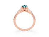Rose gold Fancy White Marquise Cut Blue Topaz Solitaire Ring with Cathedral Setting and Pavé Band_3