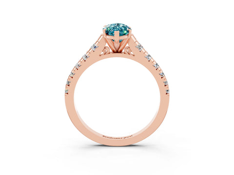 Rose gold Fancy White Marquise Cut Blue Topaz Solitaire Ring with Cathedral Setting and Pavé Band_3