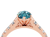 Rose gold Fancy White Marquise Cut Blue Topaz Solitaire Ring with Cathedral Setting and Pavé Band_4