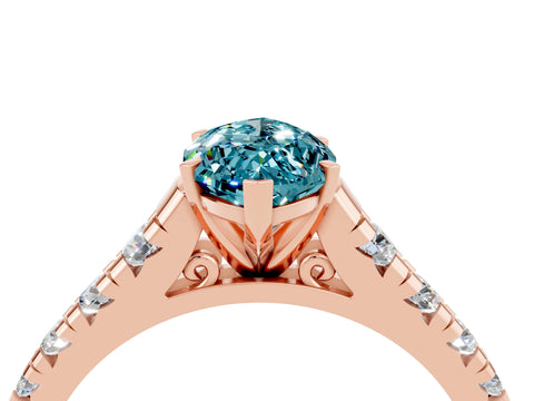 Rose gold Fancy White Marquise Cut Blue Topaz Solitaire Ring with Cathedral Setting and Pavé Band_4