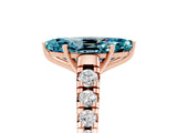 Rose gold Fancy White Marquise Cut Blue Topaz Solitaire Ring with Cathedral Setting and Pavé Band_5