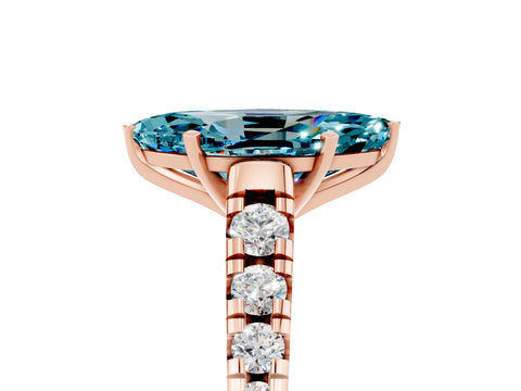 Rose gold Fancy White Marquise Cut Blue Topaz Solitaire Ring with Cathedral Setting and Pavé Band_5