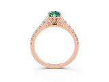Rose gold Fancy White Marquise Cut Green Sapphire Solitaire Ring with Cathedral Setting and Pavé Band_3