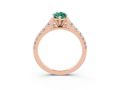 Rose gold Fancy White Marquise Cut Green Sapphire Solitaire Ring with Cathedral Setting and Pavé Band_3