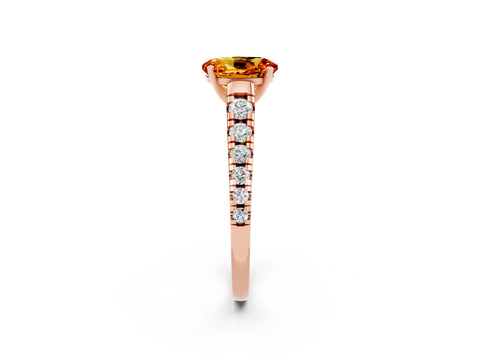 Rose gold Fancy White Oval Cut Citrine Solitaire Ring with Cathedral Setting and Pavé Band_2