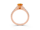 Rose gold Fancy White Oval Cut Citrine Solitaire Ring with Cathedral Setting and Pavé Band_3
