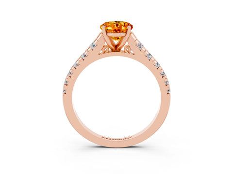 Rose gold Fancy White Oval Cut Citrine Solitaire Ring with Cathedral Setting and Pavé Band_3