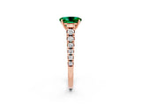Rose gold Fancy White Oval Cut Emerald Solitaire Ring with Cathedral Setting and Pavé Band_2
