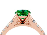 Rose gold Fancy White Oval Cut Emerald Solitaire Ring with Cathedral Setting and Pavé Band_4