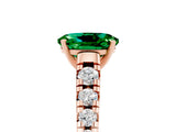 Rose gold Fancy White Oval Cut Emerald Solitaire Ring with Cathedral Setting and Pavé Band_5