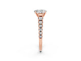 Rose gold Fancy White Oval Cut Moissanite Solitaire Ring with Cathedral Setting and Pavé Band_2