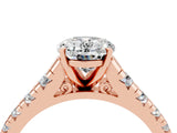 Rose gold Fancy White Oval Cut Moissanite Solitaire Ring with Cathedral Setting and Pavé Band_4