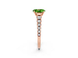 Rose gold Fancy White Oval Cut Peridot Solitaire Ring with Cathedral Setting and Pavé Band_2