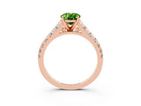 Rose gold Fancy White Oval Cut Peridot Solitaire Ring with Cathedral Setting and Pavé Band_3
