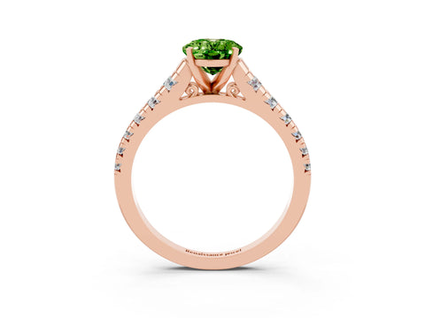 Rose gold Fancy White Oval Cut Peridot Solitaire Ring with Cathedral Setting and Pavé Band_3