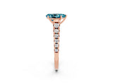 Rose gold Fancy White Pear Cut Blue Topaz Solitaire Ring with Cathedral Setting and Pavé Band_2