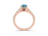 Rose gold Fancy White Pear Cut Blue Topaz Solitaire Ring with Cathedral Setting and Pavé Band_3