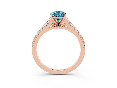 Rose gold Fancy White Pear Cut Blue Topaz Solitaire Ring with Cathedral Setting and Pavé Band_3