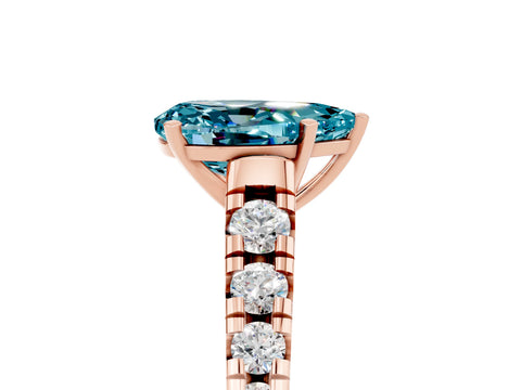 Rose gold Fancy White Pear Cut Blue Topaz Solitaire Ring with Cathedral Setting and Pavé Band_5