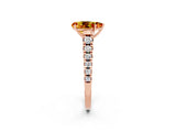 Rose gold Fancy White Pear Cut Citrine Solitaire Ring with Cathedral Setting and Pavé Band_2