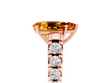 Rose gold Fancy White Pear Cut Citrine Solitaire Ring with Cathedral Setting and Pavé Band_5