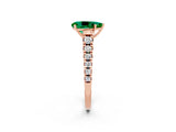 Rose gold Fancy White Pear Cut Emerald Solitaire Ring with Cathedral Setting and Pavé Band_2