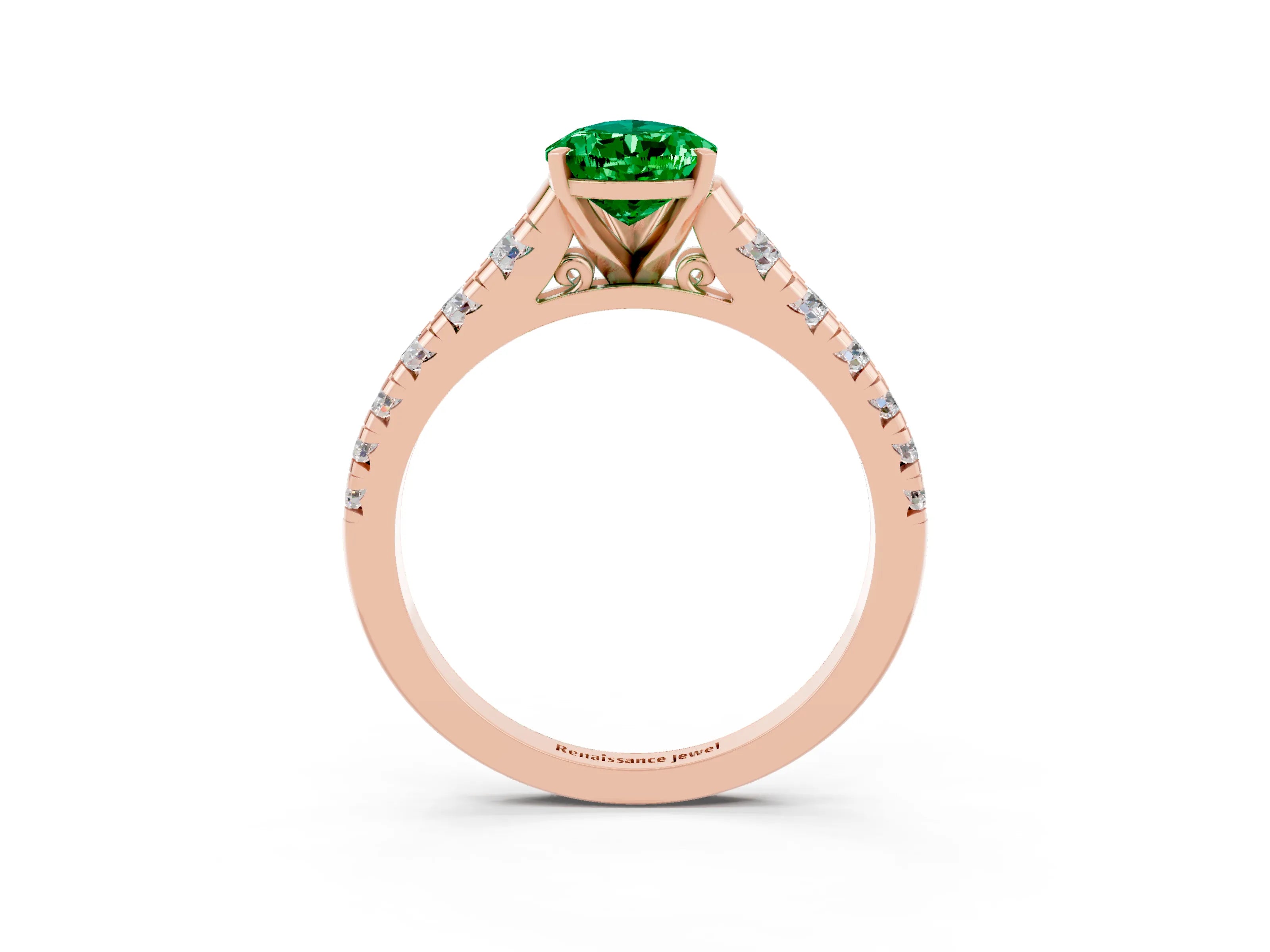 Rose gold Fancy White Pear Cut Emerald Solitaire Ring with Cathedral Setting and Pavé Band_3