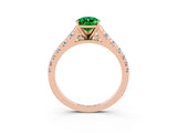 Rose gold Fancy White Pear Cut Emerald Solitaire Ring with Cathedral Setting and Pavé Band_3