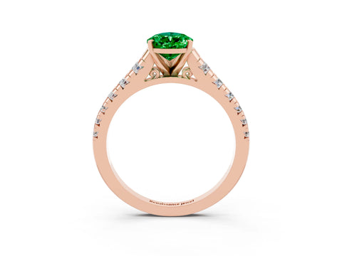 Rose gold Fancy White Pear Cut Emerald Solitaire Ring with Cathedral Setting and Pavé Band_3