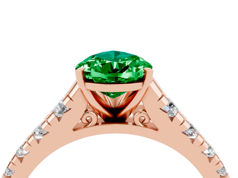 Rose gold Fancy White Pear Cut Emerald Solitaire Ring with Cathedral Setting and Pavé Band_4