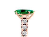 Rose gold Fancy White Pear Cut Emerald Solitaire Ring with Cathedral Setting and Pavé Band_5