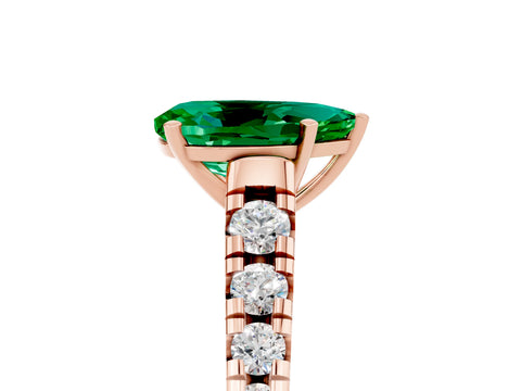 Rose gold Fancy White Pear Cut Emerald Solitaire Ring with Cathedral Setting and Pavé Band_5