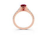 Rose gold Fancy White Pear Cut Garnet Solitaire Ring with Cathedral Setting and Pavé Band_3