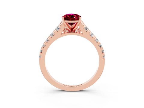 Rose gold Fancy White Pear Cut Garnet Solitaire Ring with Cathedral Setting and Pavé Band_3