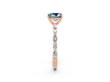 Rose gold Fancy White Princess Cut Aquamarine Solitaire with Side Stones on a Pavé Band and Four-Prong Setting_2