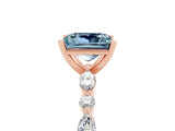 Rose gold Fancy White Princess Cut Aquamarine Solitaire with Side Stones on a Pavé Band and Four-Prong Setting_5