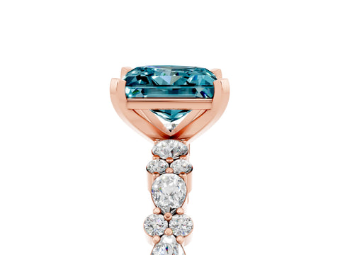 Rose gold Fancy White Princess Cut Blue Topaz Solitaire with Side Stones, Pave Band, Four-Prong Setting_37