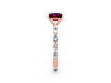 Rose gold Fancy White Princess Cut Garnet Solitaire with Side Stones on a Pavé Band and Four-Prong Setting_2