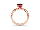 Rose gold Fancy White Princess Cut Garnet Solitaire with Side Stones on a Pavé Band and Four-Prong Setting_3