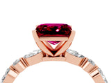 Rose gold Fancy White Princess Cut Garnet Solitaire with Side Stones on a Pavé Band and Four-Prong Setting_4