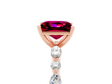Rose gold Fancy White Princess Cut Garnet Solitaire with Side Stones on a Pavé Band and Four-Prong Setting_5