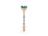 Rose gold Fancy White Princess Cut Green Sapphire Solitaire with Side Stones on a Pavé Band and Four-Prong Setting_2