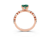 Rose gold Fancy White Princess Cut Green Sapphire Solitaire with Side Stones on a Pavé Band and Four-Prong Setting_3