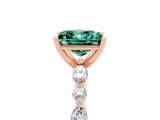 Rose gold Fancy White Princess Cut Green Sapphire Solitaire with Side Stones on a Pavé Band and Four-Prong Setting_5