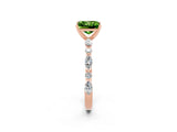 Rose gold Fancy White Princess Cut Peridot Solitaire with Side Stones on a Pavé Band and Four-Prong Setting_2